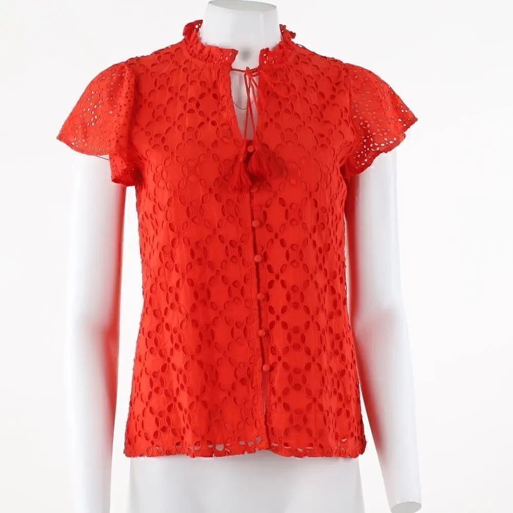 Lauren Ralph Lauren Embroided Orange Blouse
